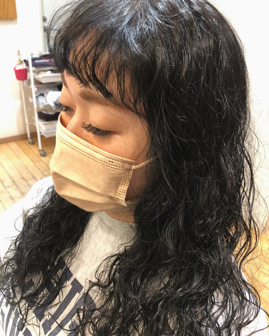 ロング 強めパーマ アンニュイスタイル